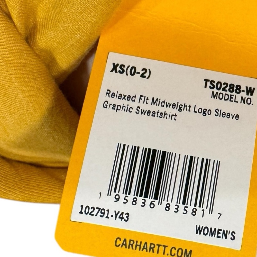 CARHARTT Relaxed Fit Midweight Logo Sleeve Graphic Hoodie Kangaroo Pocket NWT XS - Picture 9 of 10